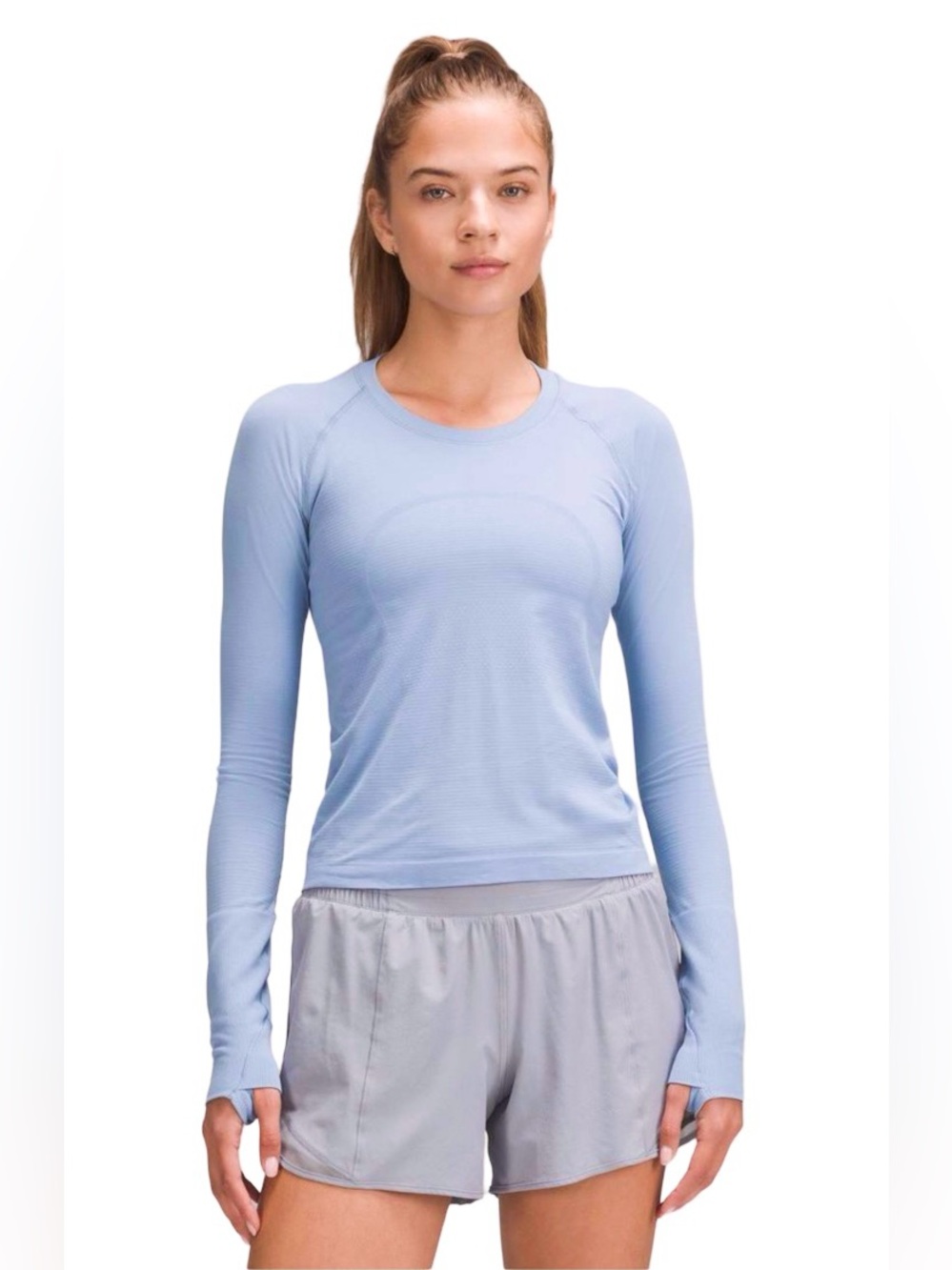 Lululemon Swiftly Tech Long Sleeve Shirt 2.0 Waist Length, Blue Willow color